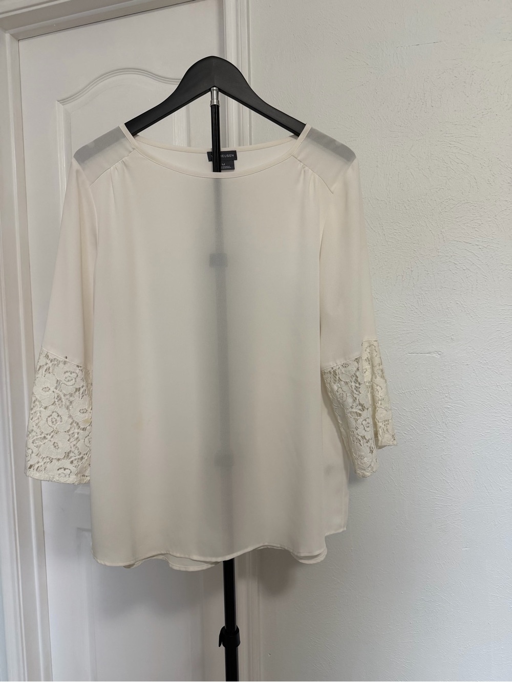 Van Heusen Cream Lace-Sleeve Blouse